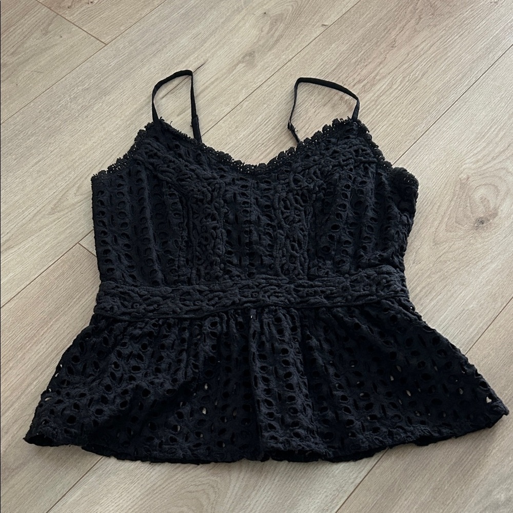 Chic Black Eyelet Lace Camisole